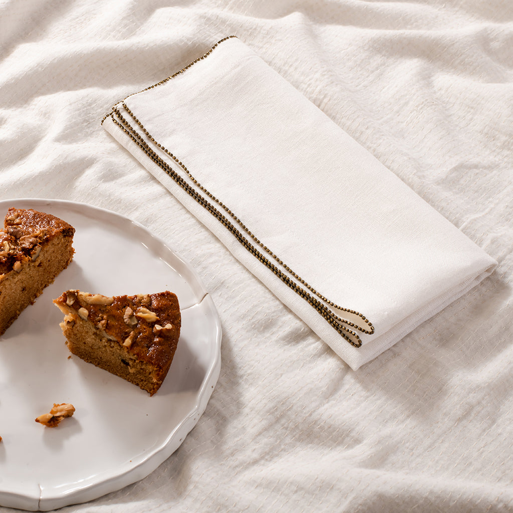 Handmade Linen Napkin Set of 4 (White)