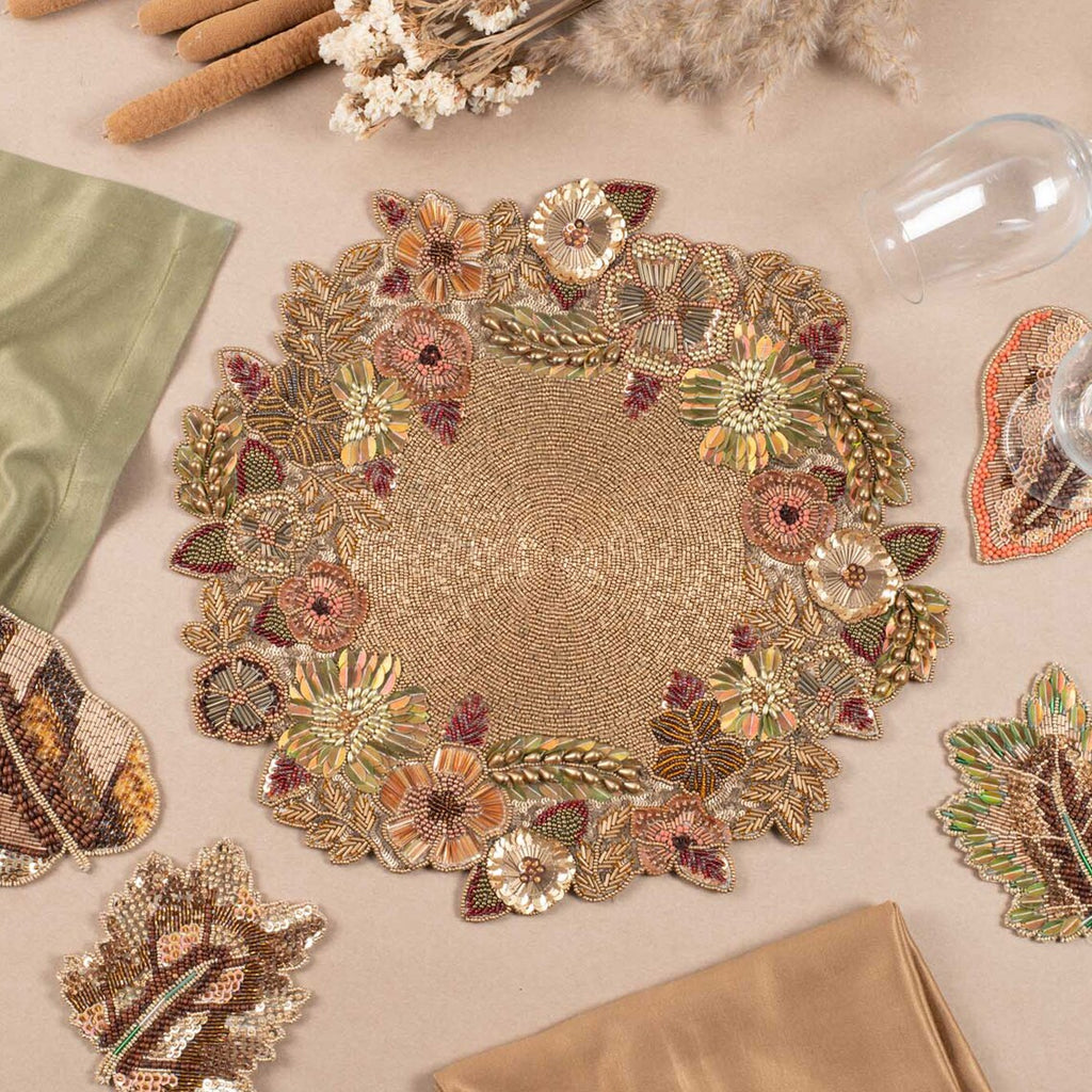 Handmade & Handcrafted Beaded Auburn Placemat (Set of 2)