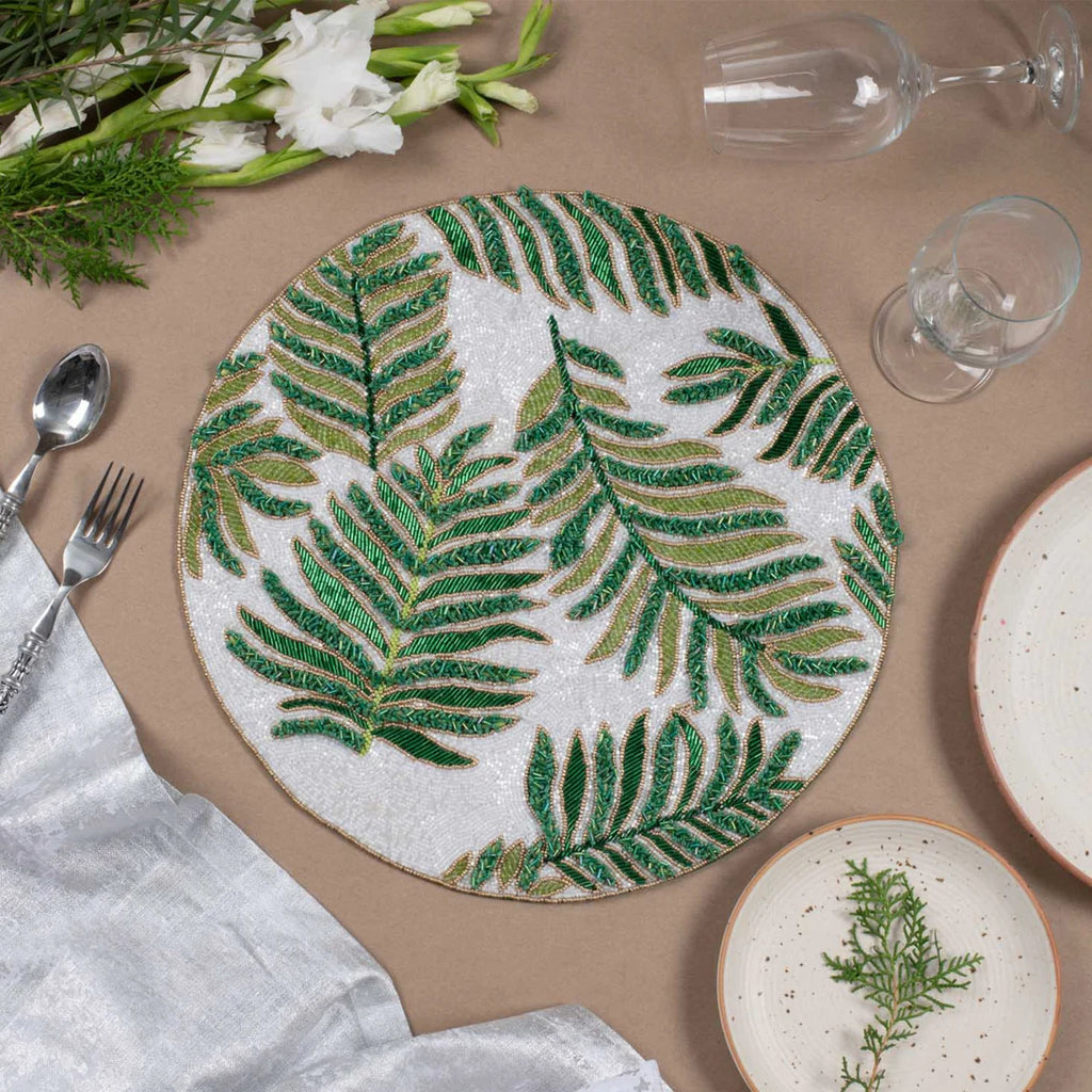 Handmade & Handcrafted Beaded Fern Placemat (Set of 2)